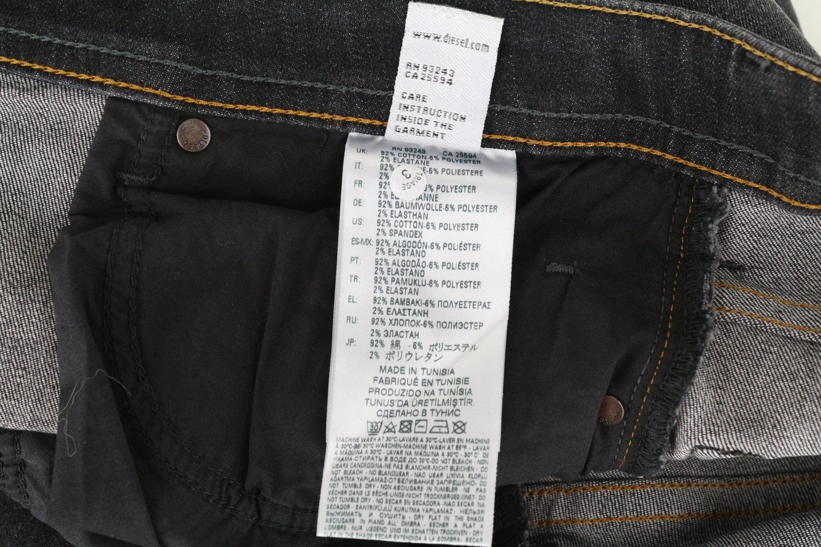 DIESEL Buster 087AM vyriški džinsai W28/L32 Slim Tapered tamsiai pilki tamprūs džinsai 