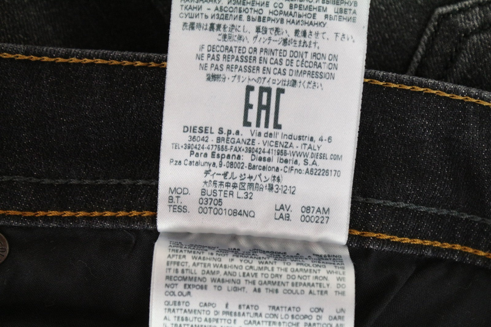 DIESEL Buster 087AM vyriški džinsai W28/L32 Slim Tapered tamsiai pilki tamprūs džinsai 