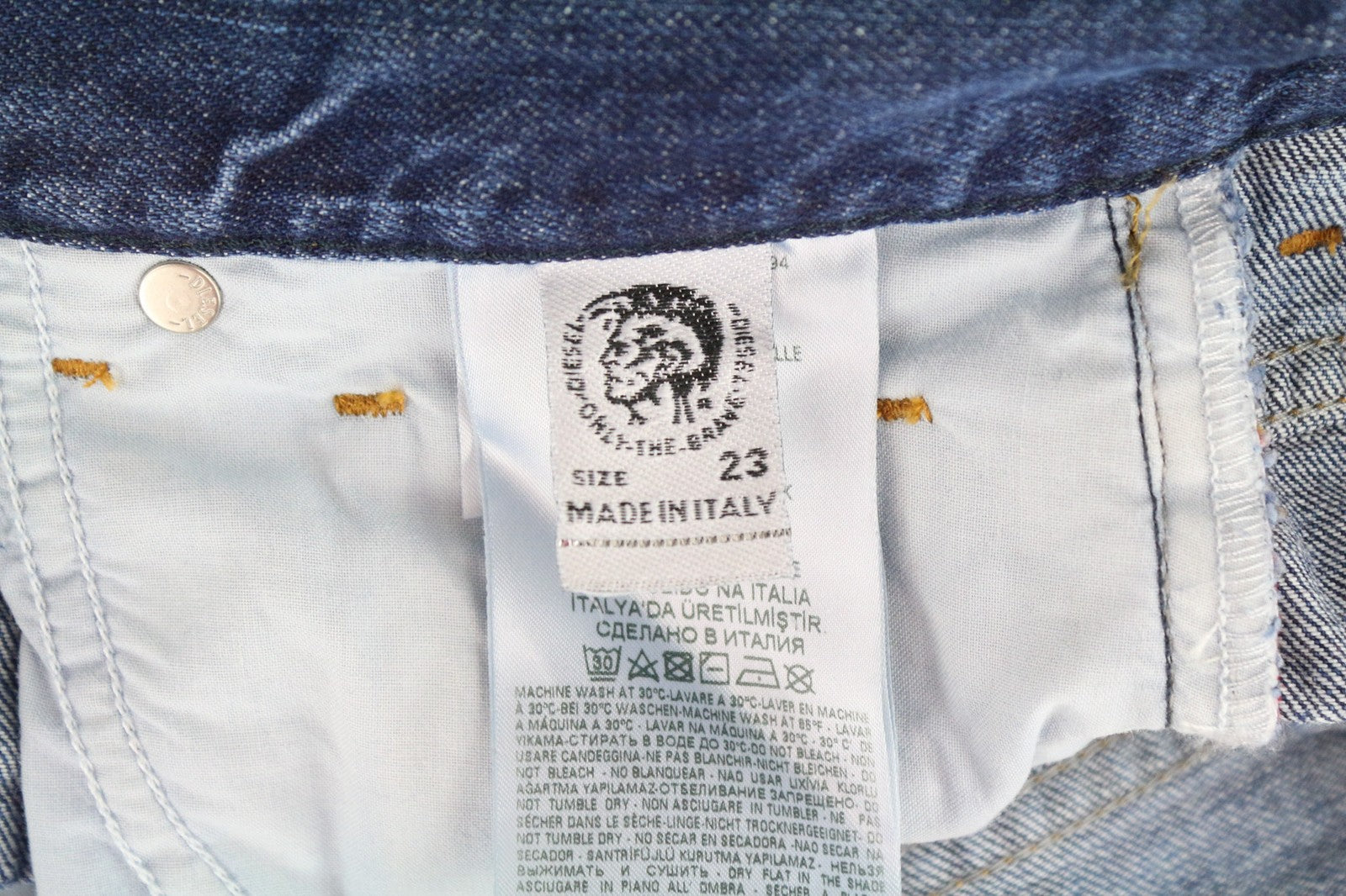 DIESEL Aryel 080AH Women's Jeans W23/L30 Cropped Straight Blue Pure Cotton