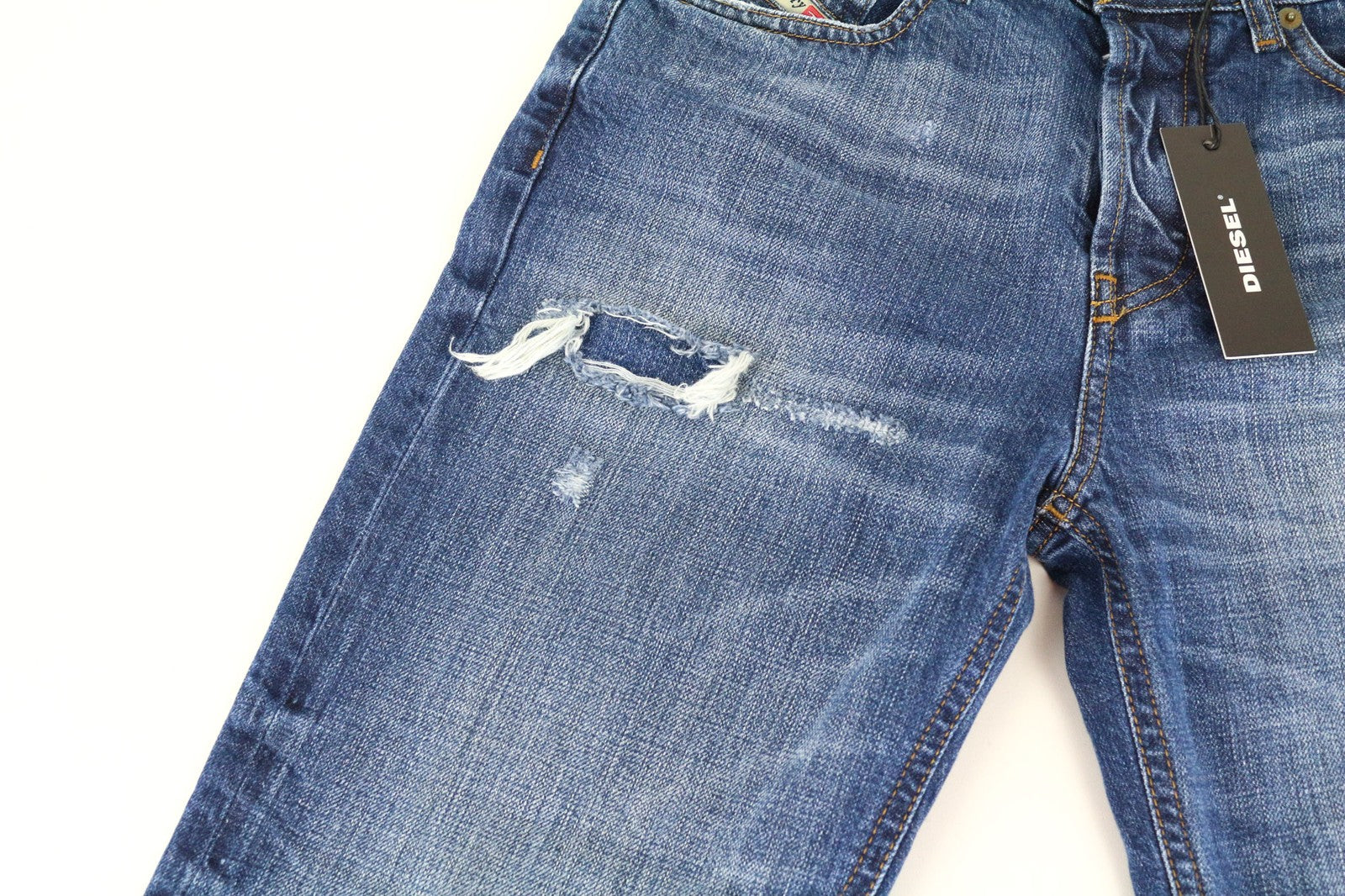 DIESEL Aryel 080AH Women's Jeans W23/L30 Cropped Straight Blue Pure Cotton