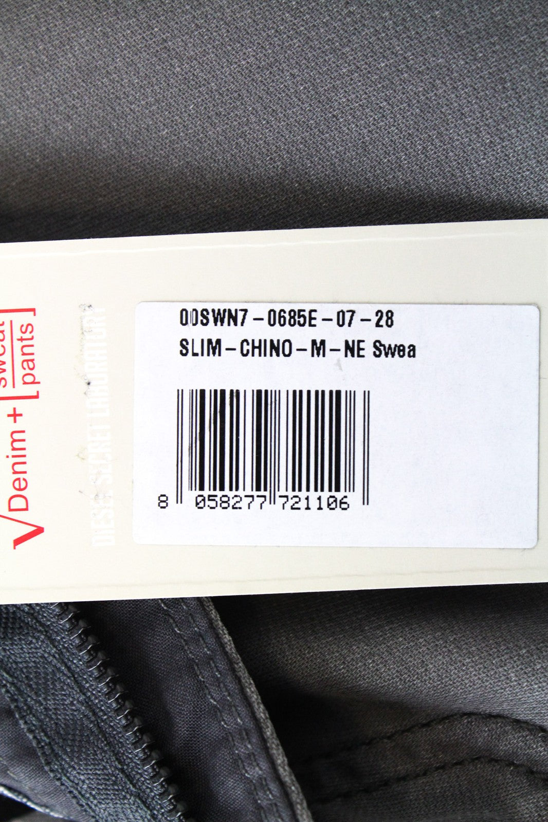 DIESEL Slim-Chino-M-NE 0685E Men's Trousers W28 Grey Sweat Jogg Slim Stretch