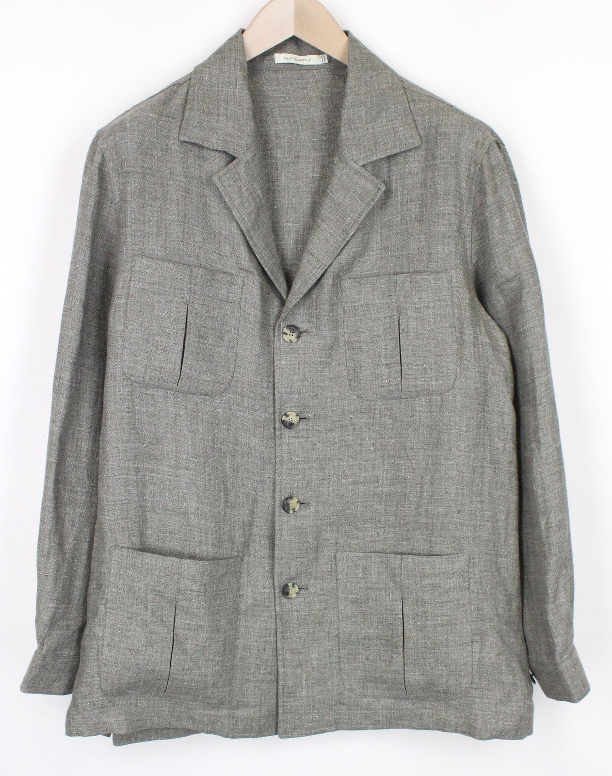 SUITSUPPLY Shara New Pocket Men's Jacket UK40R Safari Green Slim Linen Blend