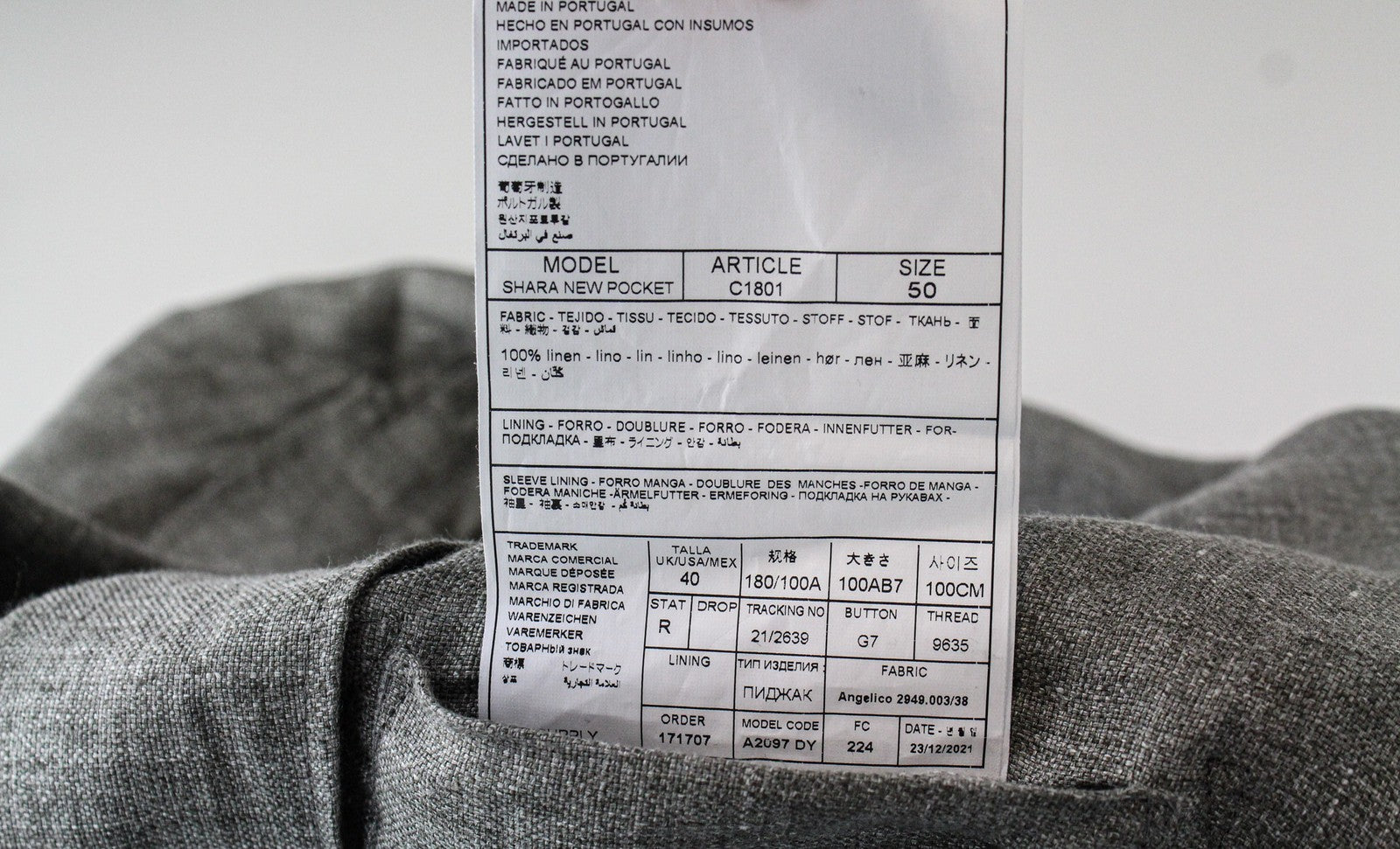 SUITSUPPLY Shara New Pocket Men's Jacket UK40R Safari Green Slim Linen Blend