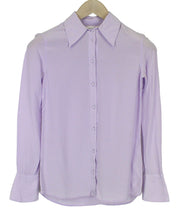 SUISTUDIO Alec Women's Blouse UK4 Lilac Purple Slim Pure Silk Classic Buttoned