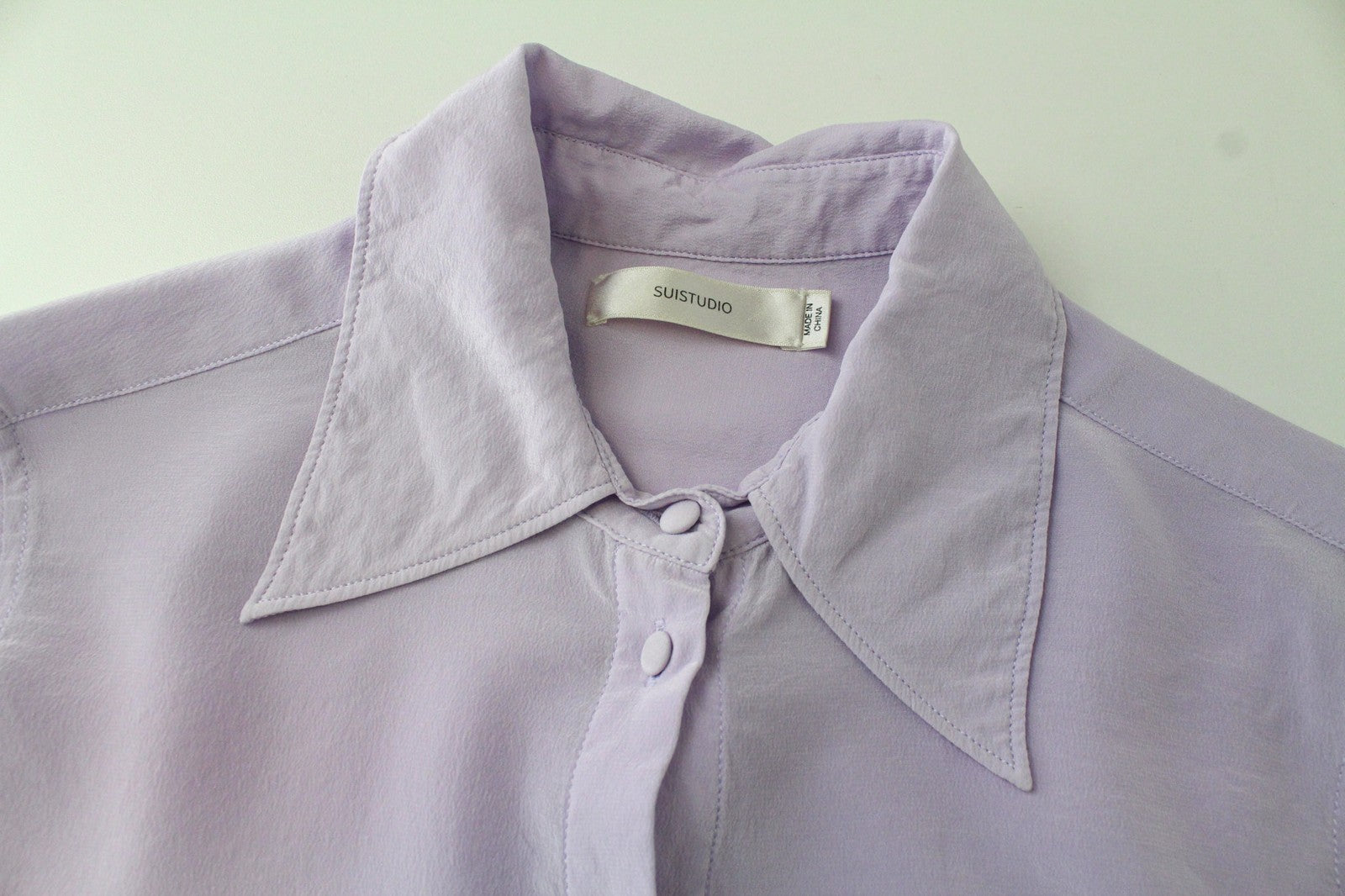 SUISTUDIO Alec Women's Blouse UK4 Lilac Purple Slim Pure Silk Classic Buttoned