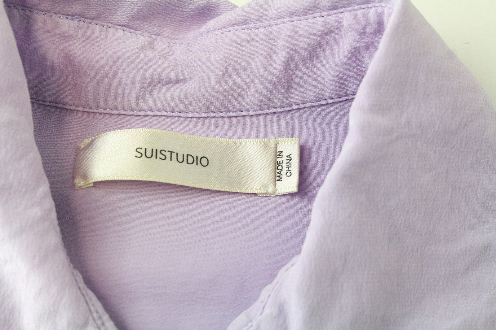 SUISTUDIO Alec Women's Blouse UK4 Lilac Purple Slim Pure Silk Classic Buttoned