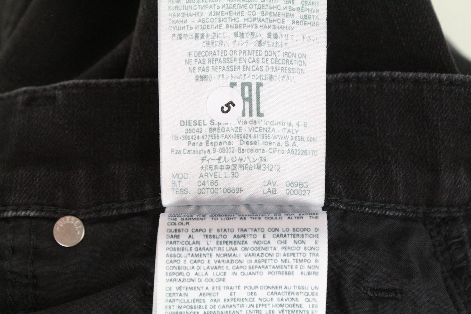 DIESEL Aryel 069BG Women's Jeans W25/L30 Black Washed Straight Cotton Stretch