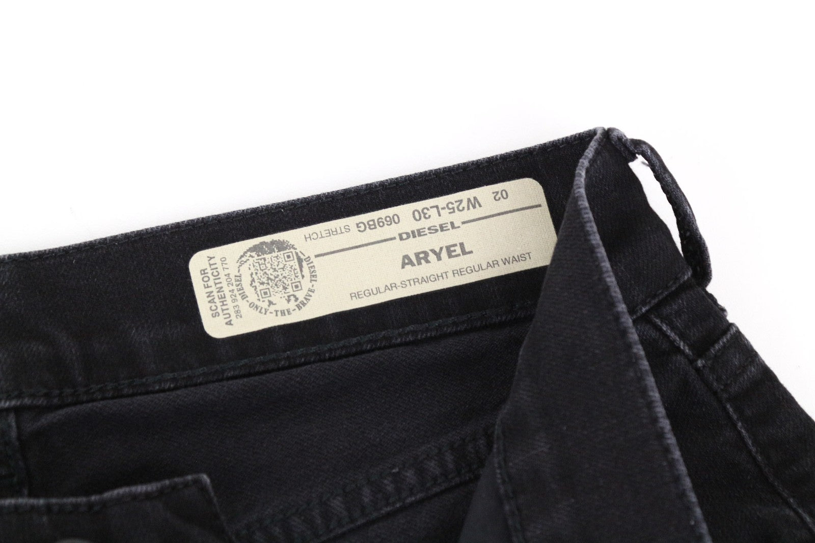 DIESEL Aryel 069BG Women's Jeans W25/L30 Black Washed Straight Cotton Stretch