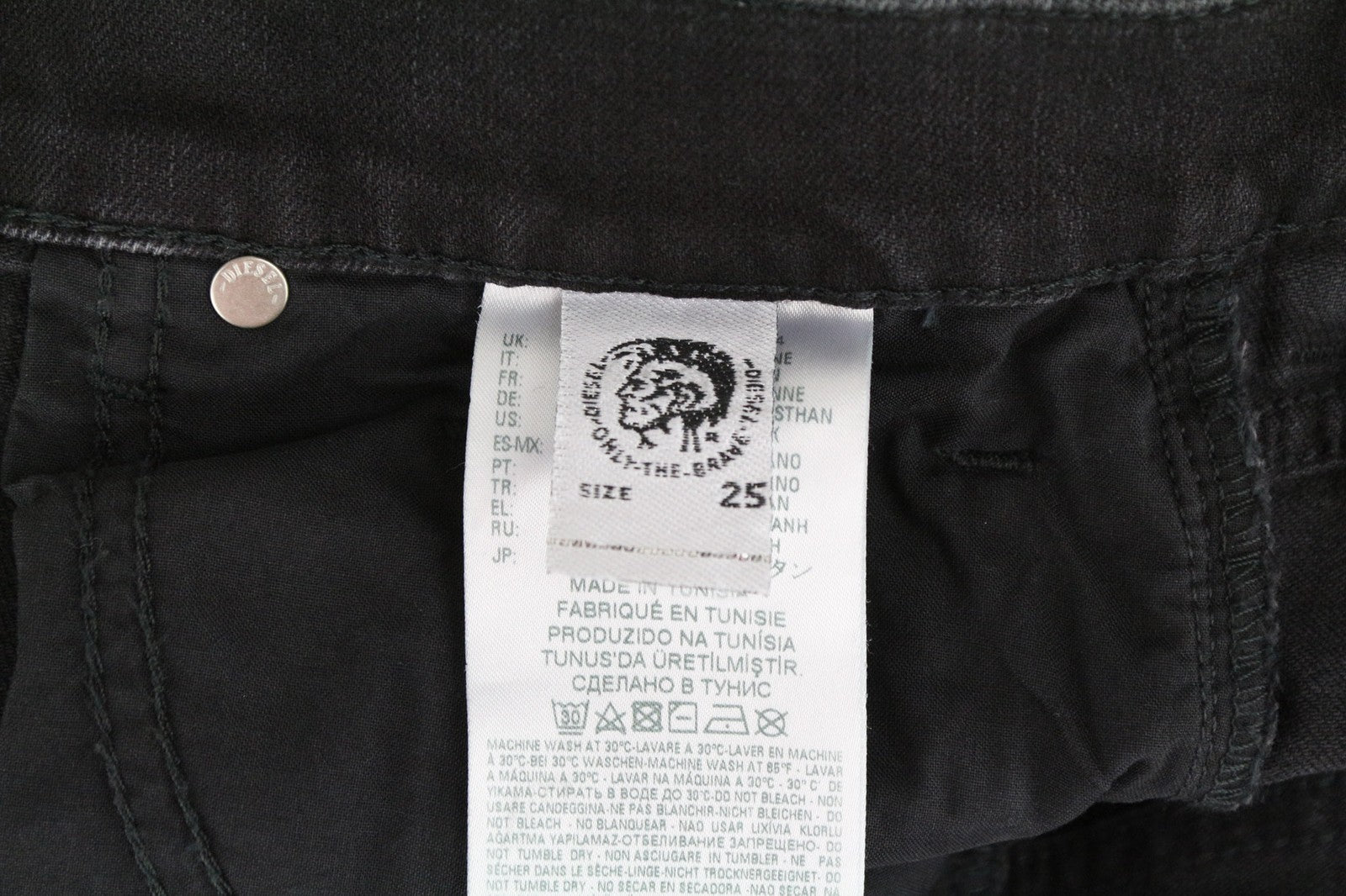 DIESEL Aryel 069BG Women's Jeans W25/L30 Black Washed Straight Cotton Stretch