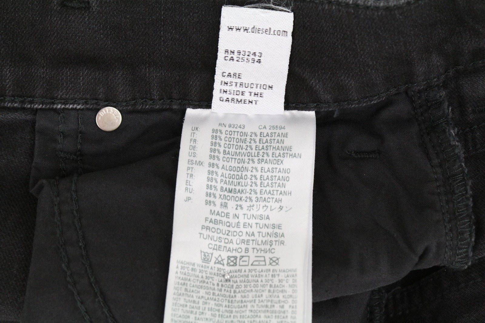 DIESEL Aryel 069BG Women's Jeans W25/L30 Black Washed Straight Cotton Stretch