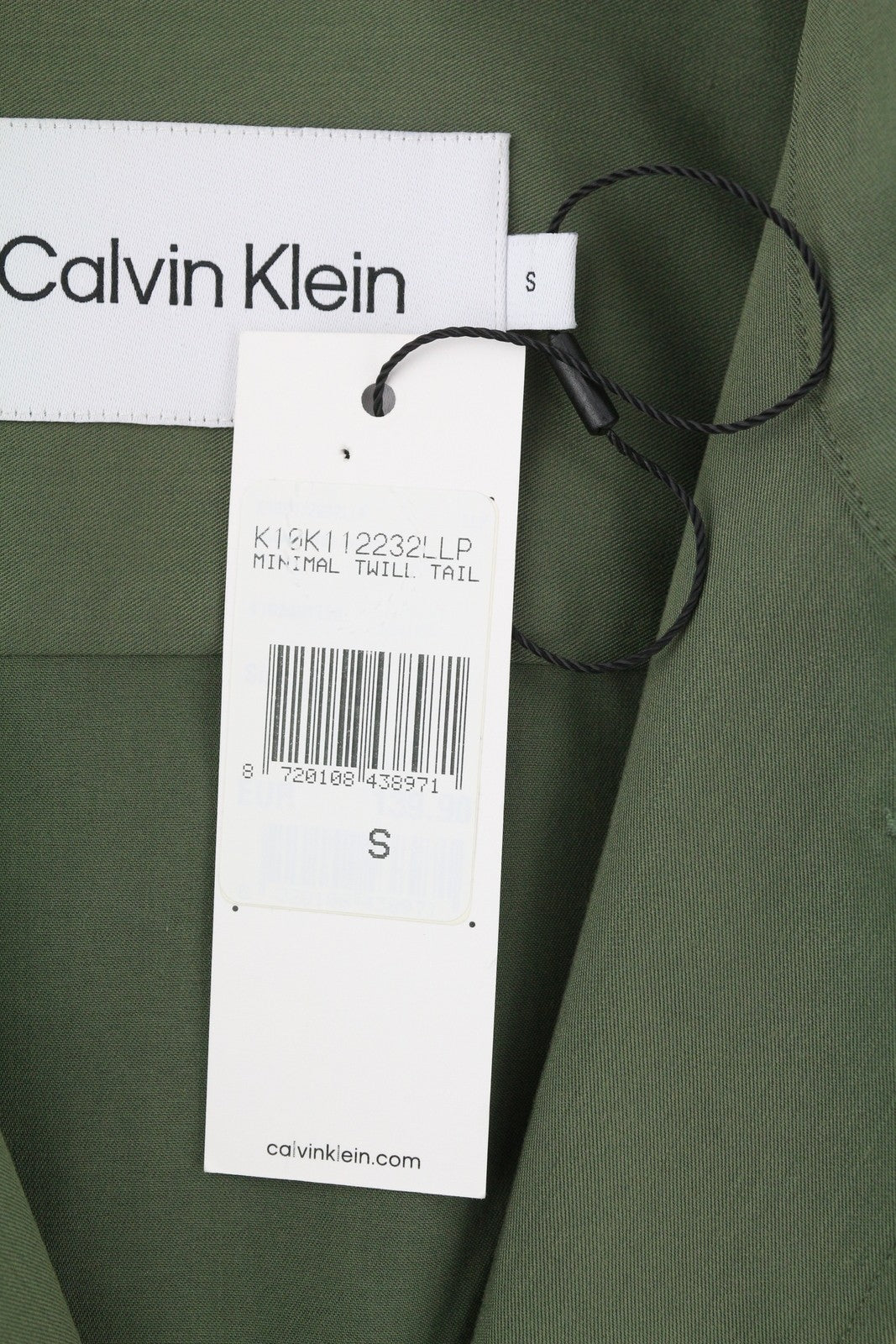 CALVIN KLEIN Minimal Twill Men Shirt S Green Spread Neck Patch Pockets Overshirt