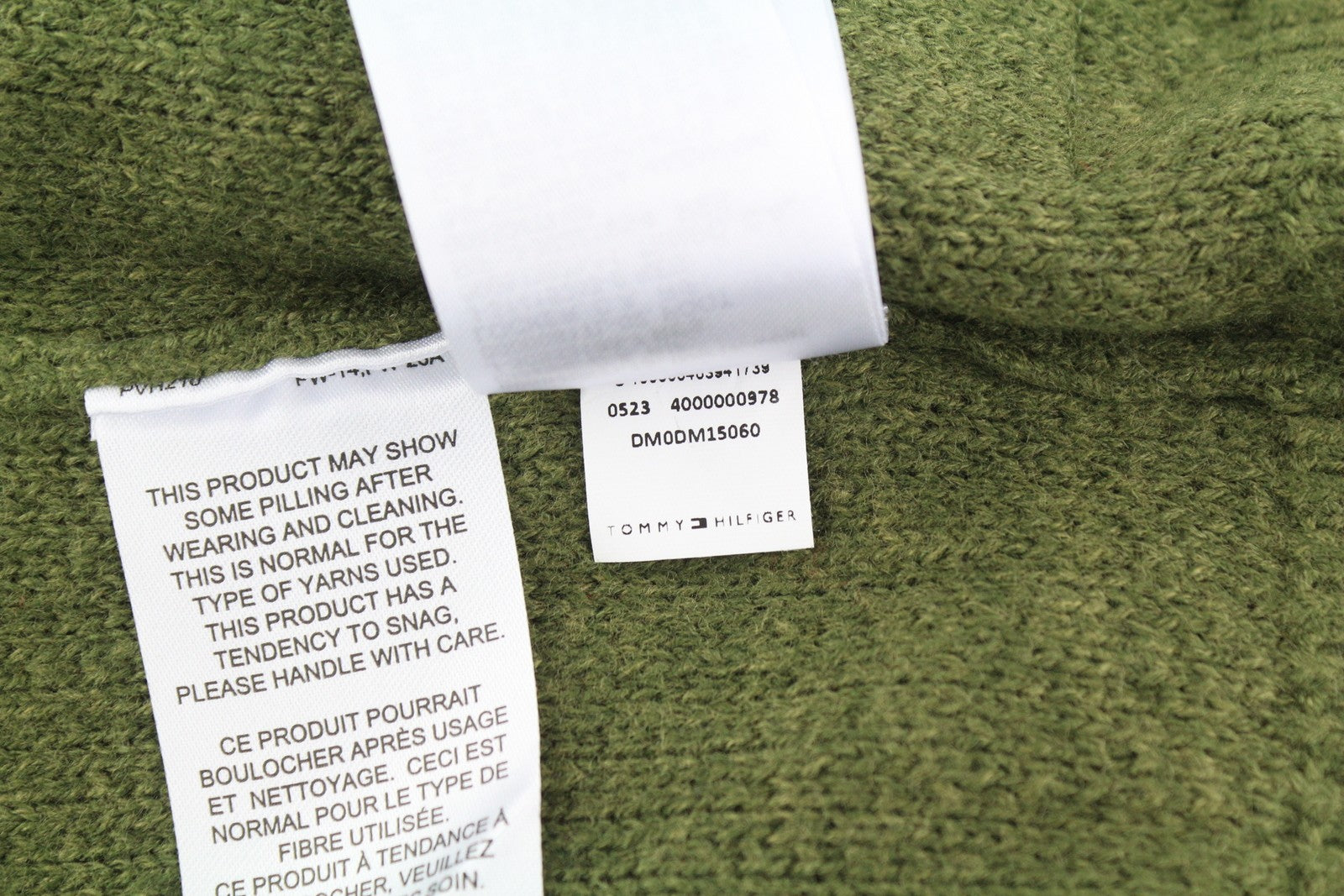 TOMMY HILFIGER Req Structured Men Jumper XL Green Waffle-Knit Crew Neck Pullover