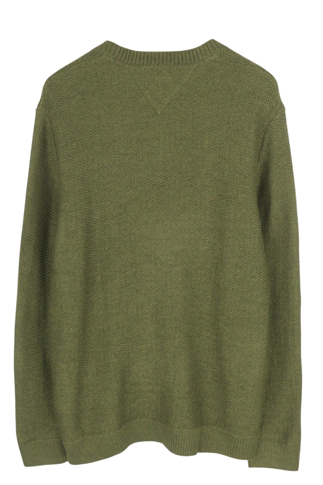 TOMMY HILFIGER Req Structured Men Jumper XL Green Waffle-Knit Crew Neck Pullover