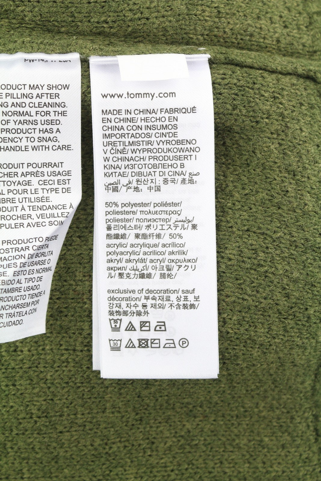 TOMMY HILFIGER Req Structured Men Jumper XL Green Waffle-Knit Crew Neck Pullover