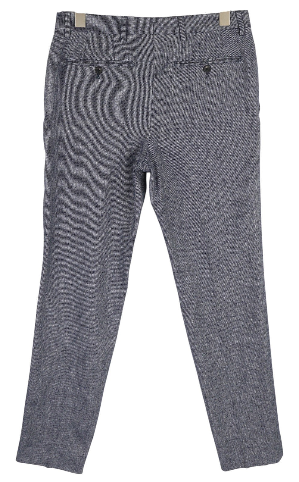 TOMMY HILFIGER Men Trousers W31 Blue Melange Line Wool Silk Blend Slim Fit Zip