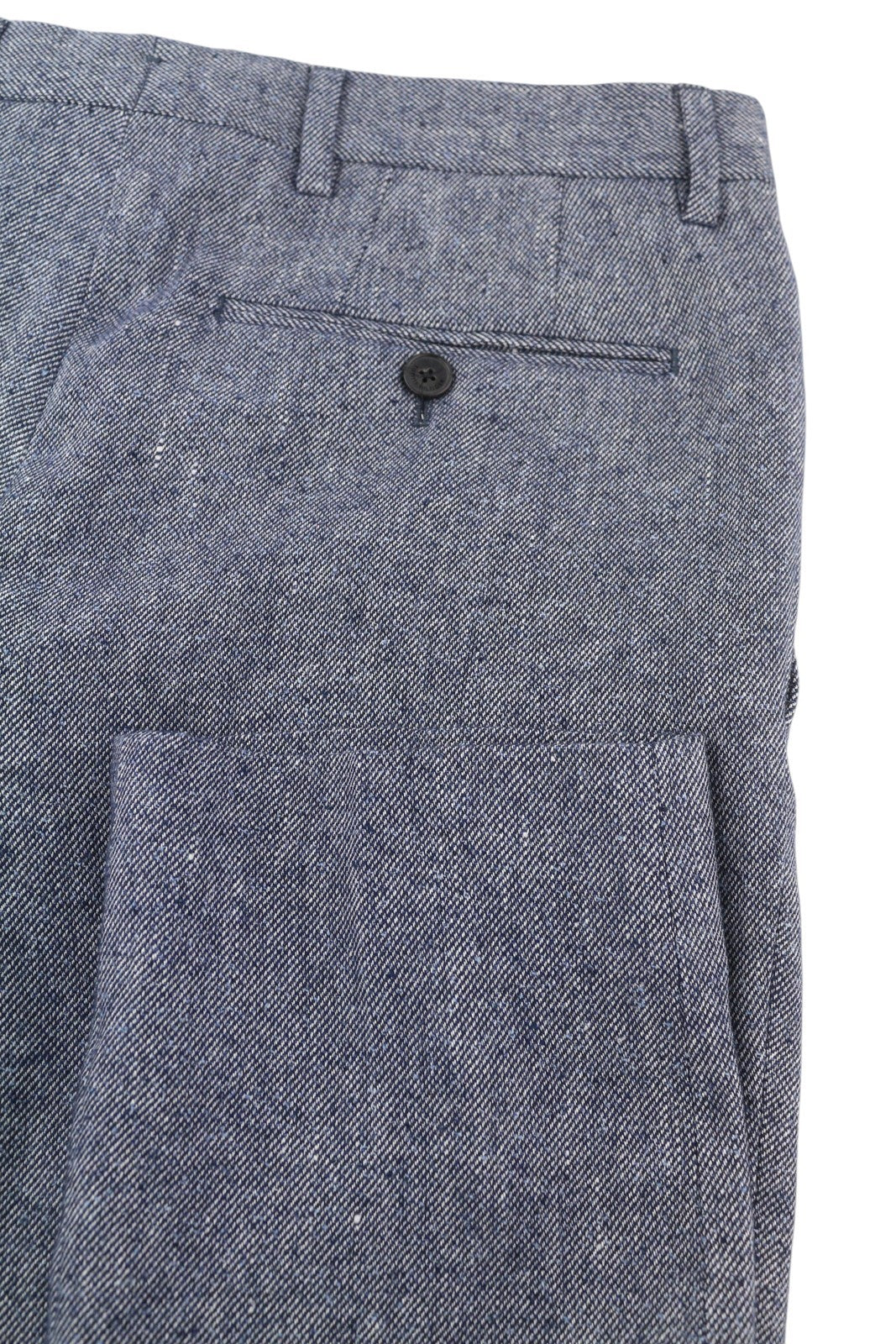 TOMMY HILFIGER Men Trousers W31 Blue Melange Line Wool Silk Blend Slim Fit Zip
