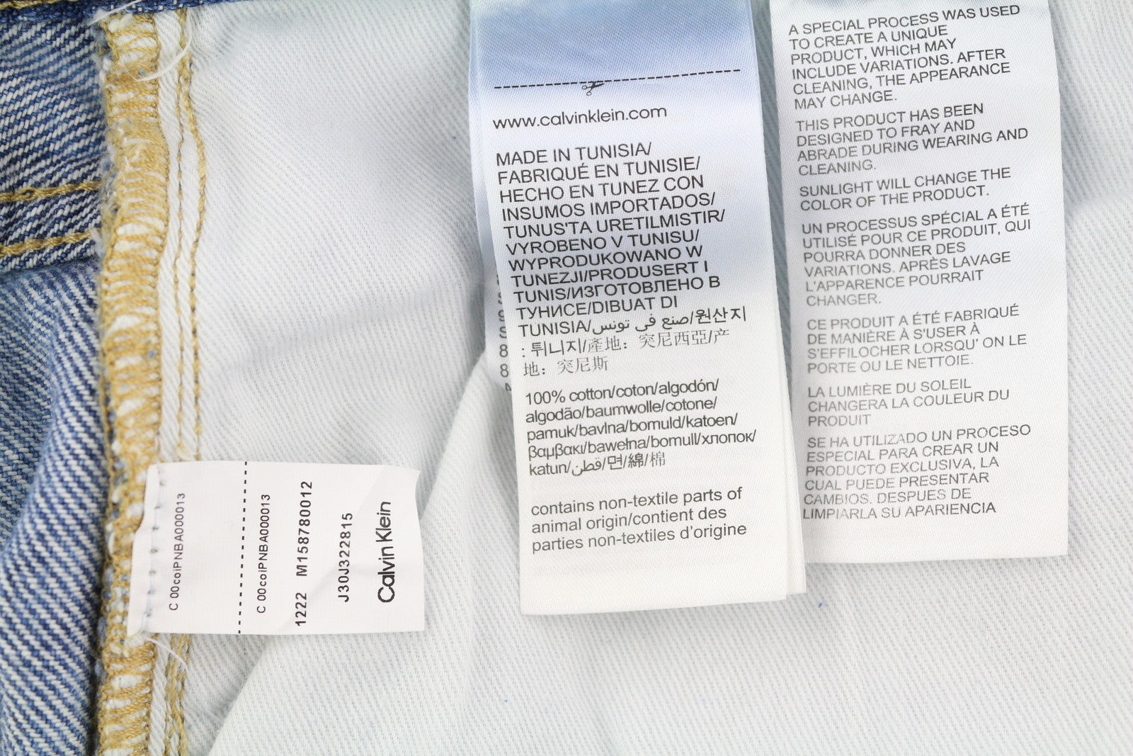 CALVIN KLEIN Regular Taper Men Jeans W33/L32 Blue Faded Ripped Distress Denim