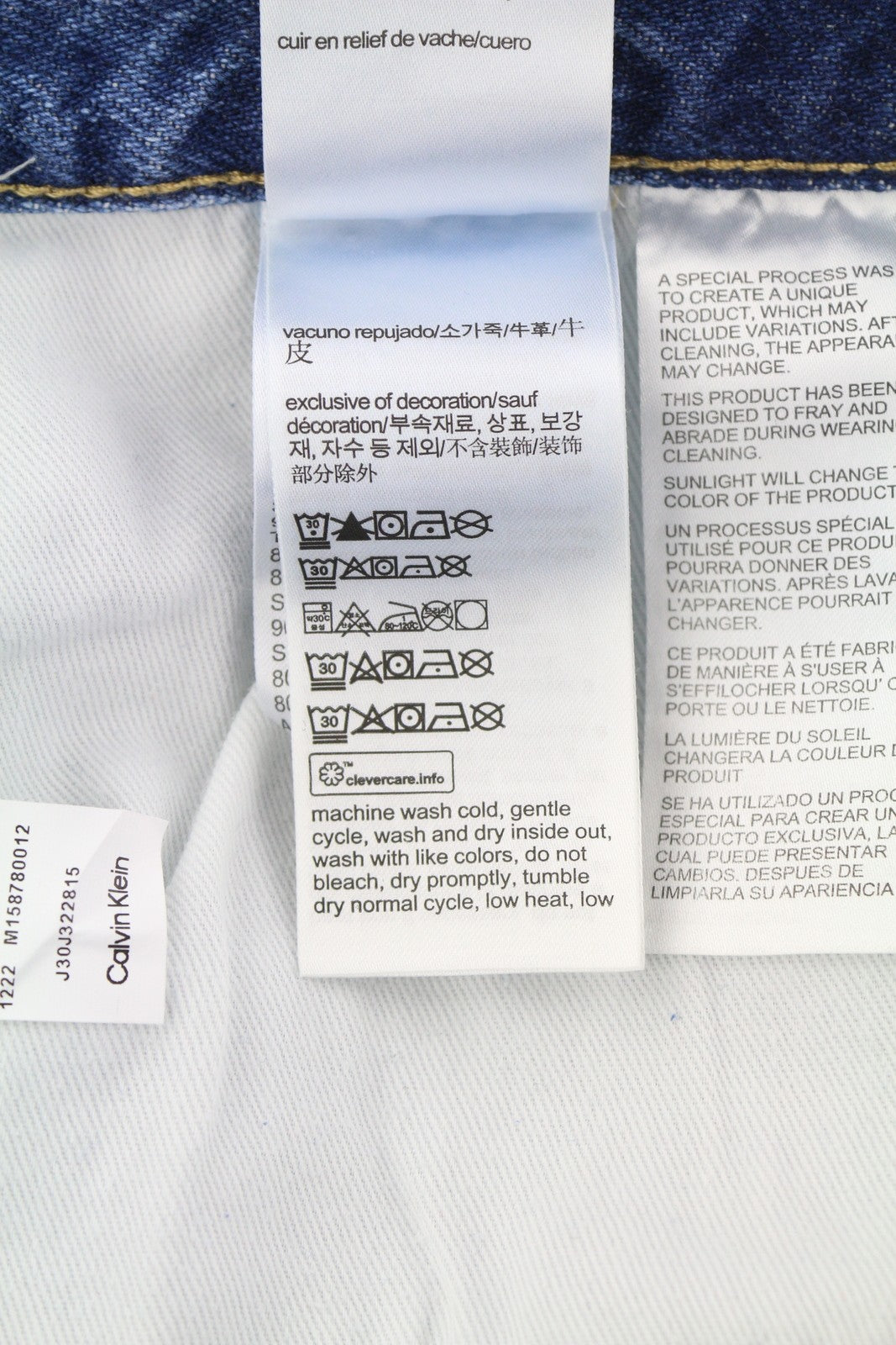 CALVIN KLEIN Regular Taper Men Jeans W33/L32 Blue Faded Ripped Distress Denim