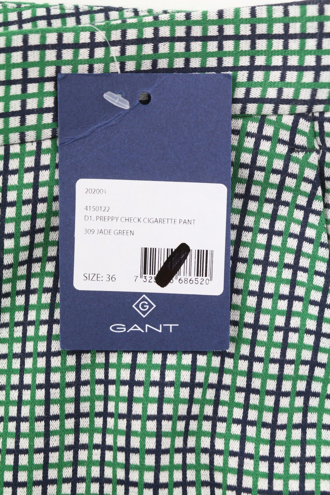 GANT Preppy Check Cigarette Women Trousers EU36 Green Slim Fit Ankle Length