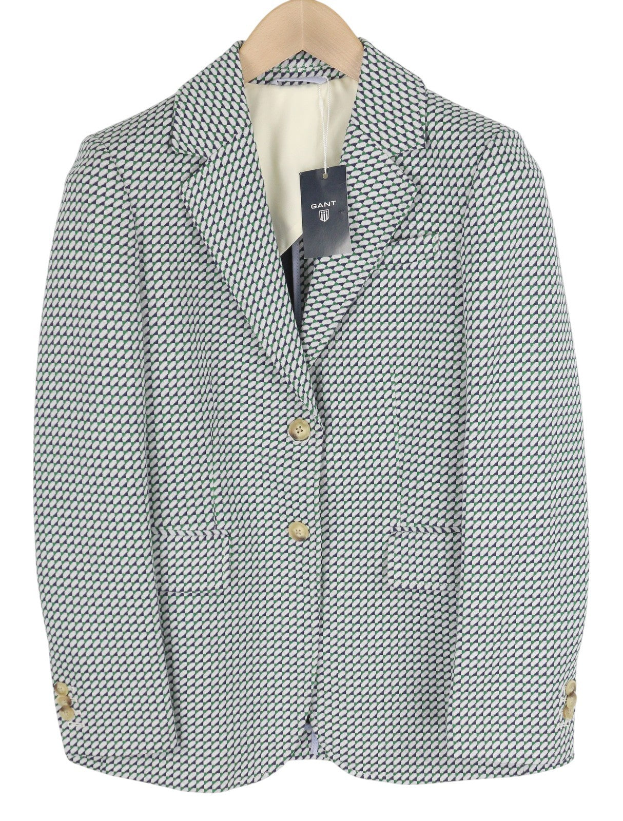 GANT Geo Jersey Women Blazer EU34 Patterned Single-Breasted Notch Lapel Button