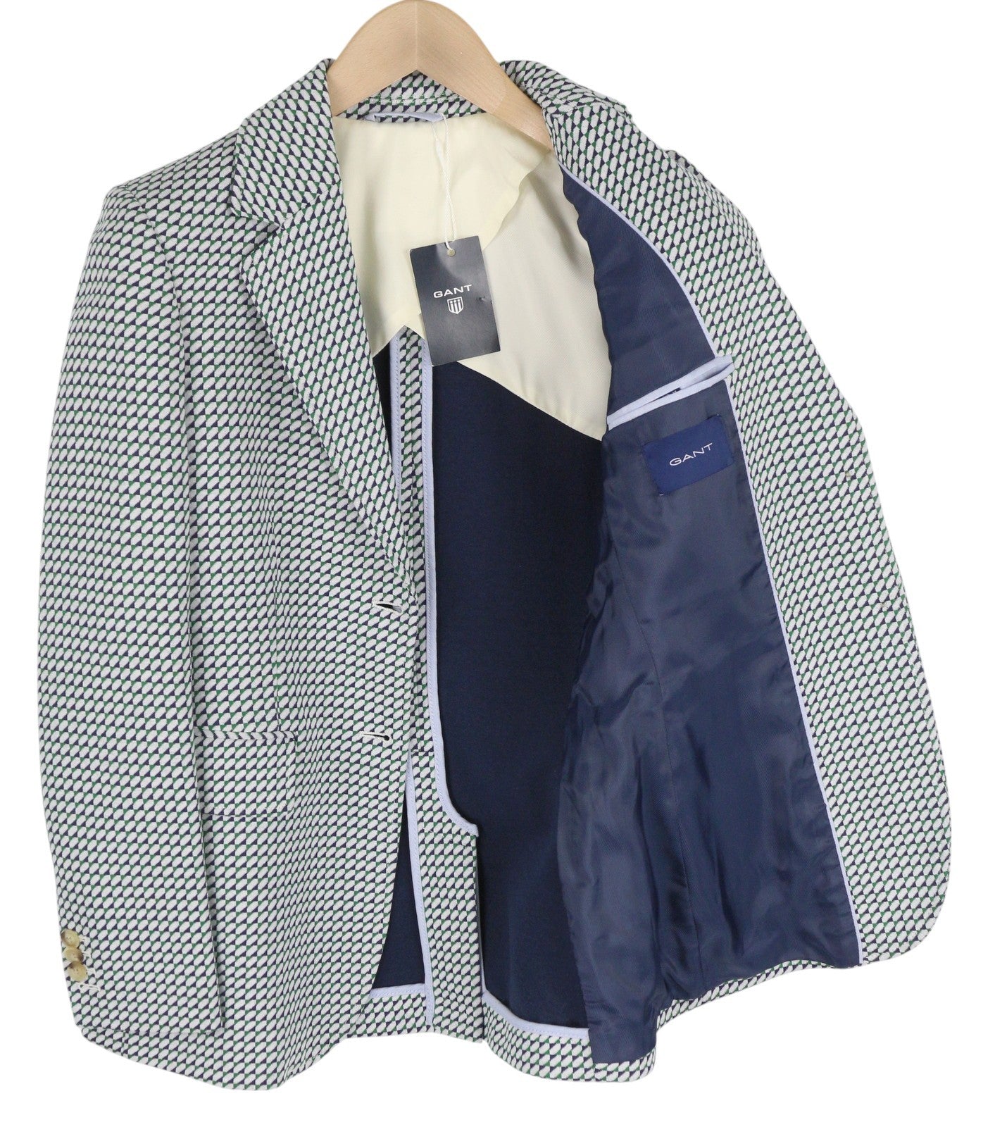 GANT Geo Jersey Women Blazer EU34 Patterned Single-Breasted Notch Lapel Button