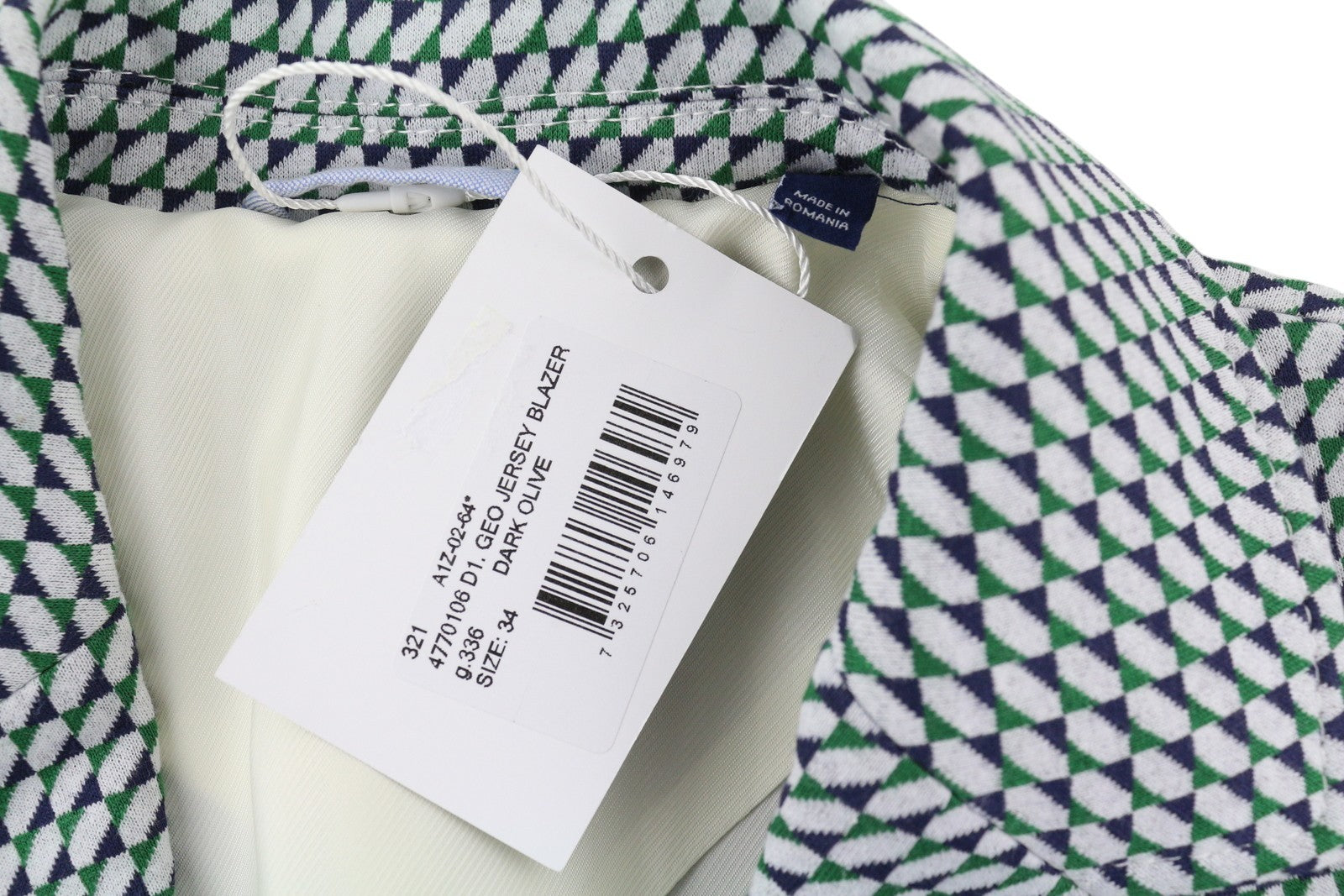 GANT Geo Jersey Women Blazer EU34 Patterned Single-Breasted Notch Lapel Button