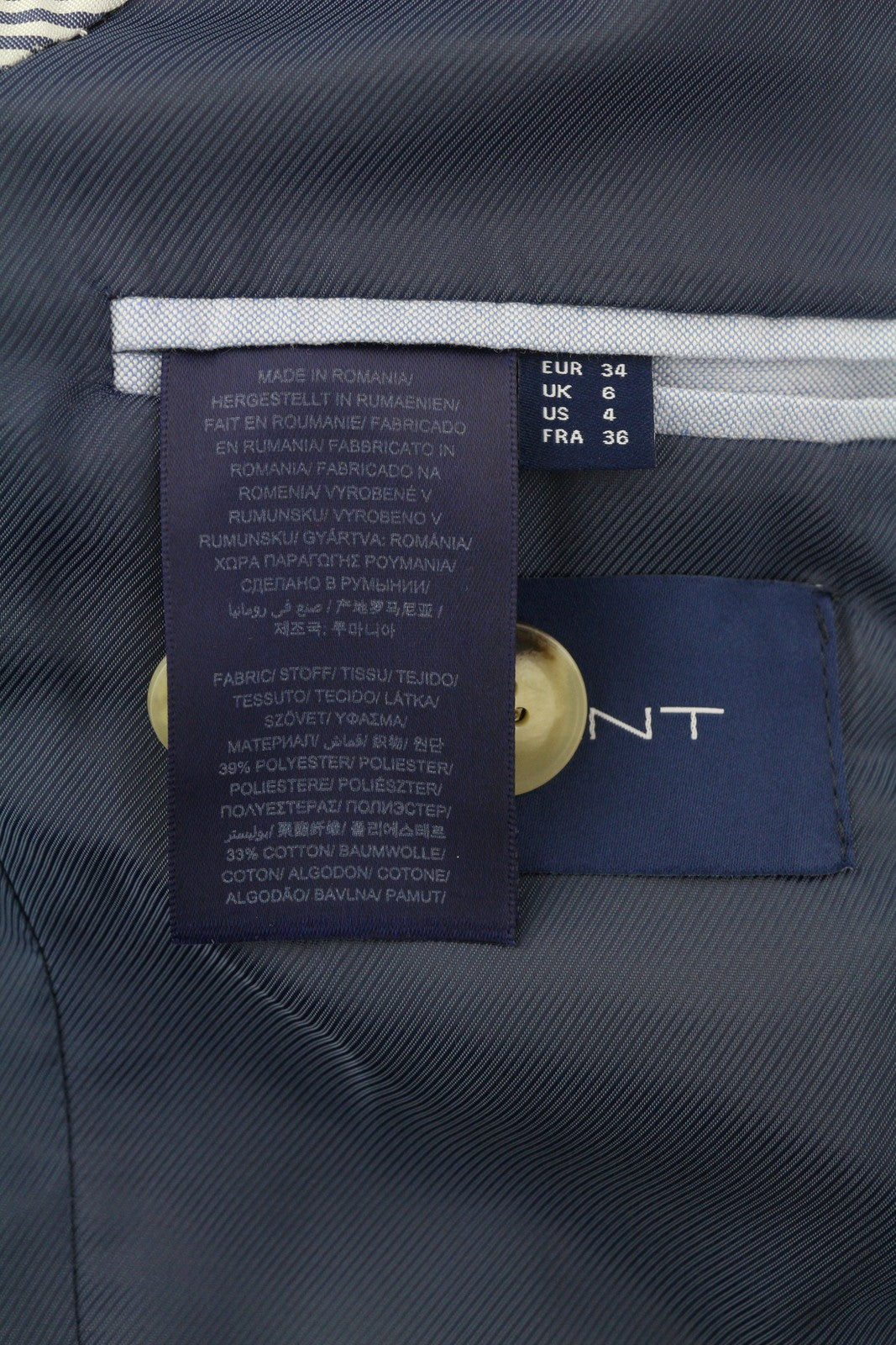 GANT Geo Jersey Women Blazer EU34 Patterned Single-Breasted Notch Lapel Button