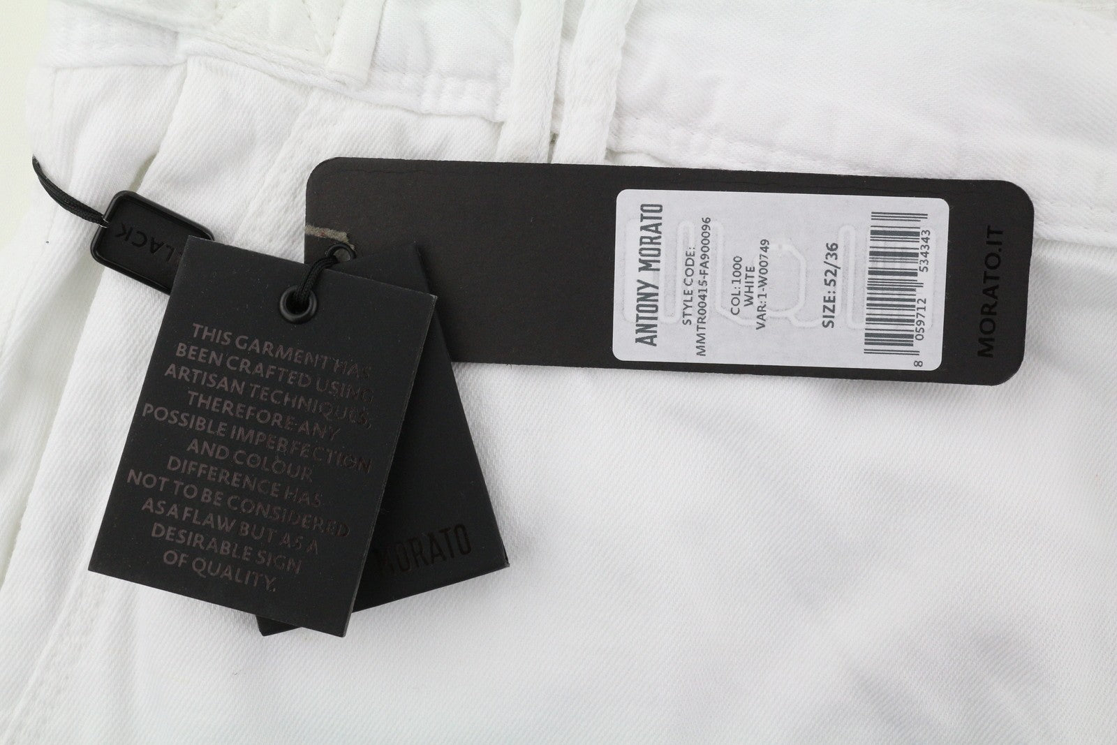 ANTONY MORATO Prince Men Trousers W36 White Linen Blend Loose Fit Button-Fly