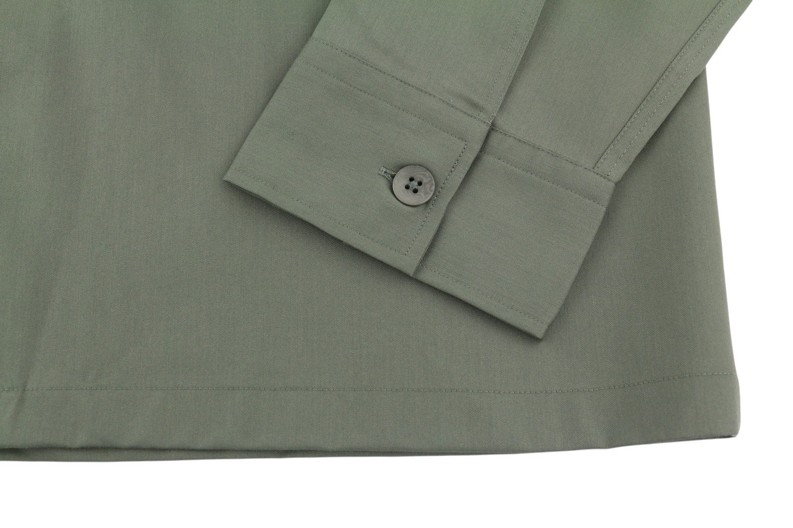 CALVIN KLEIN Minimal Twill Men Shirt L Green Spread Neck Patch Pocket Overshirt