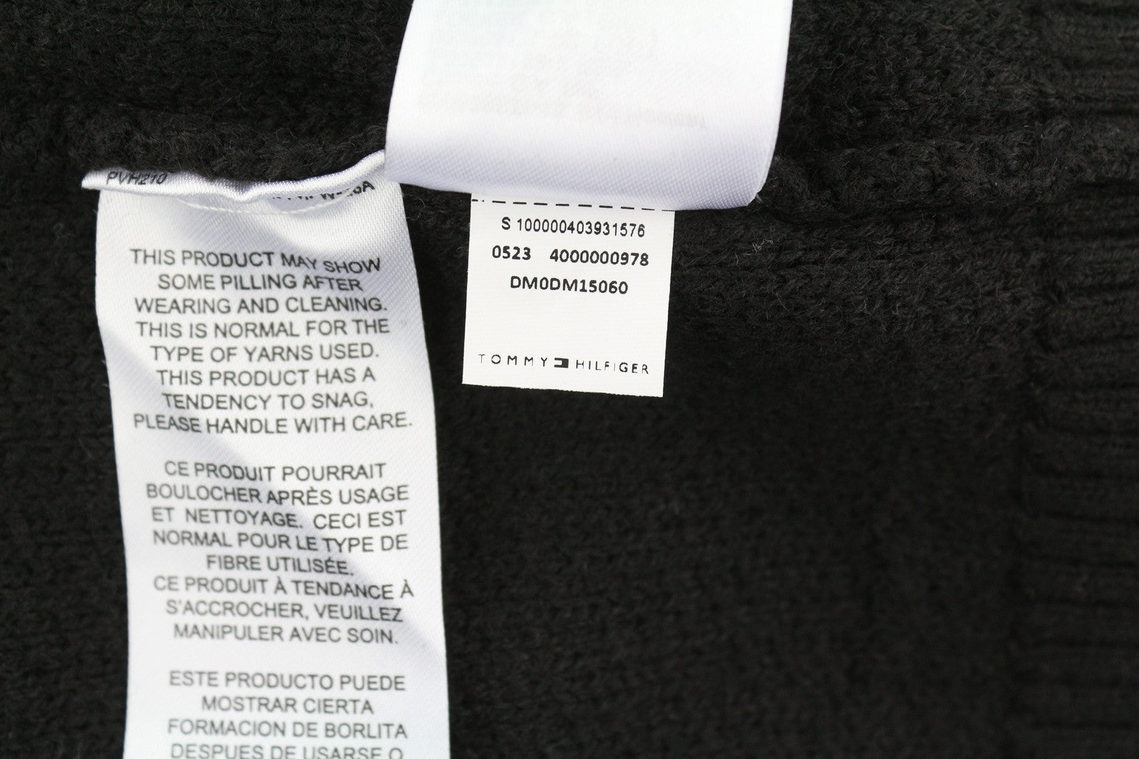 TOMMY HILFIGER Req Structured Men Jumper M Black Waffle-Knit Crew Neck Pullover