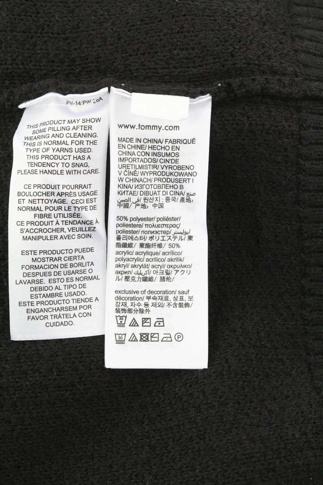 TOMMY HILFIGER Req Structured Men Jumper M Black Waffle-Knit Crew Neck Pullover