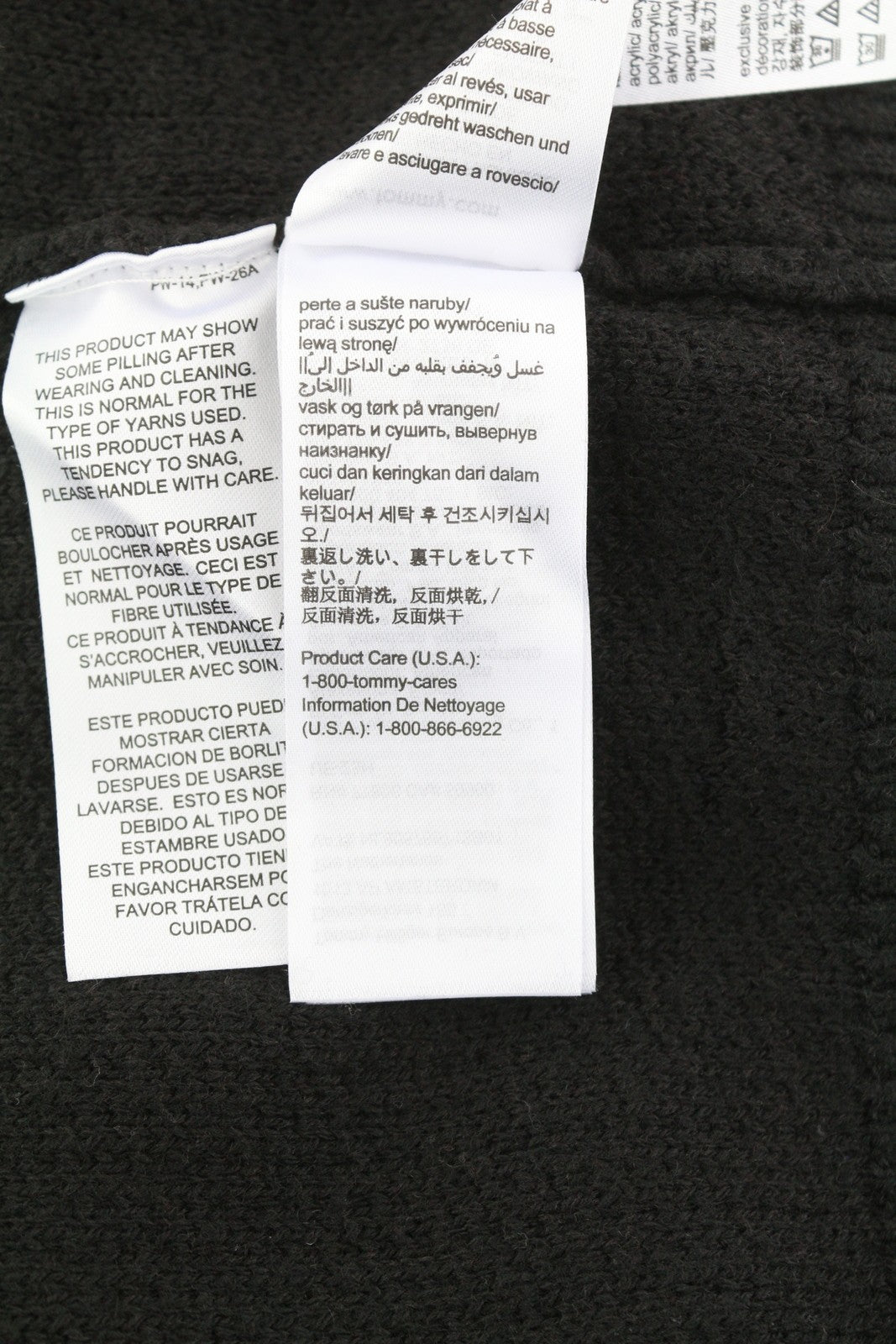 TOMMY HILFIGER Req Structured Men Jumper M Black Waffle-Knit Crew Neck Pullover