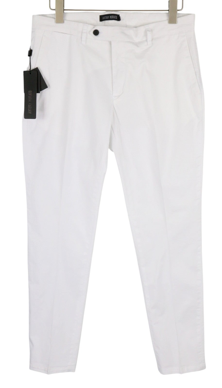 ANTONY MORATO Men Trousers W36 White Chino Slim Fit Flat Front Zipper Casual