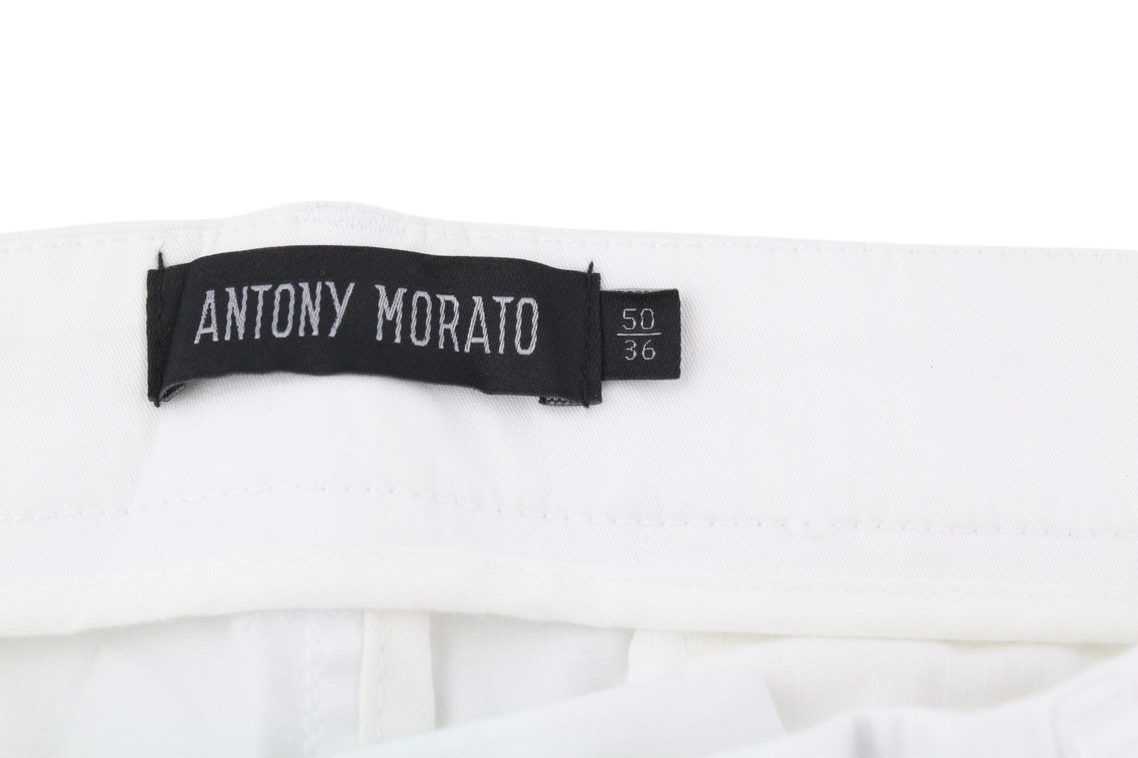 ANTONY MORATO Men Trousers W36 White Chino Slim Fit Flat Front Zipper Casual