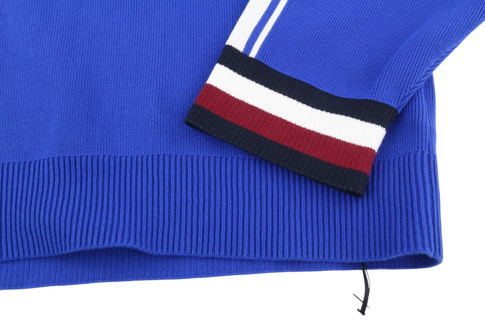TOMMY HILFIGER V-Neck Cricket Men Jumper XL Blue Tight-Knit Patch Logo Pullover