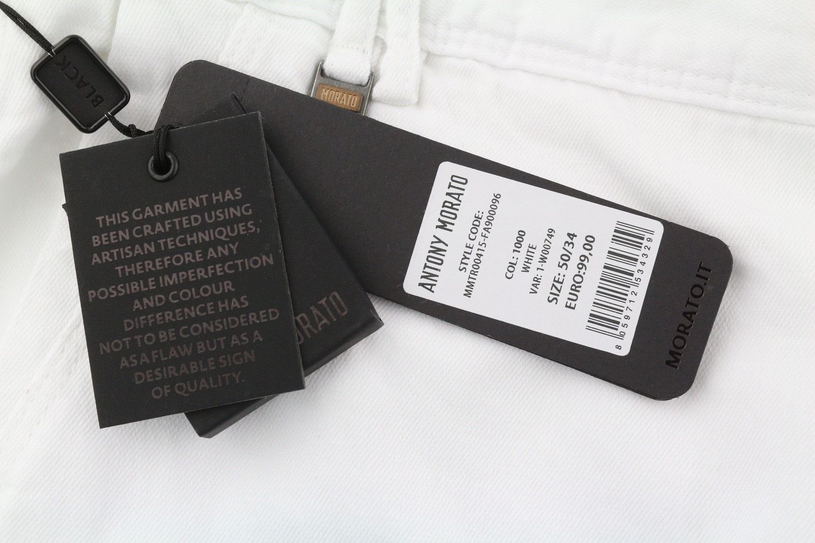 ANTONY MORATO Prince Men Trousers W34 White Linen Blend Loose Fit Button Fly