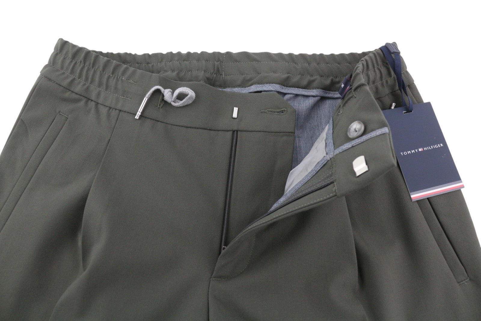 TOMMY HILFIGER Plaid Tech Stretch Men Trousers W31 THFlex Elastic Waist Slim