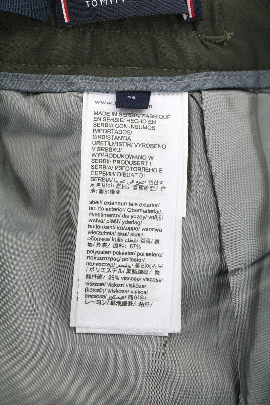 TOMMY HILFIGER Plaid Tech Stretch Men Trousers W31 THFlex Elastic Waist Slim