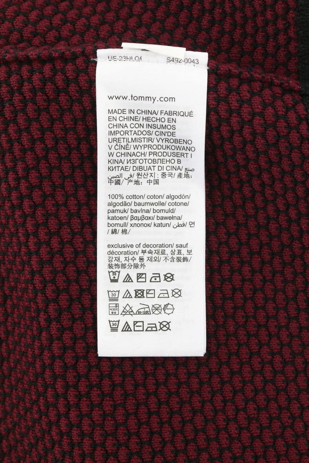 TOMMY HILFIGER 2-Tone Zip Mock Men Jumper S Burgundy Knitted Pullover RRP€169