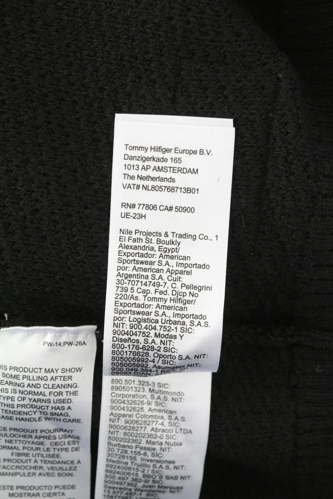 TOMMY HILFIGER Req Structured Men Jumper XL Black Waffle-Knit Crew Neck Pullover