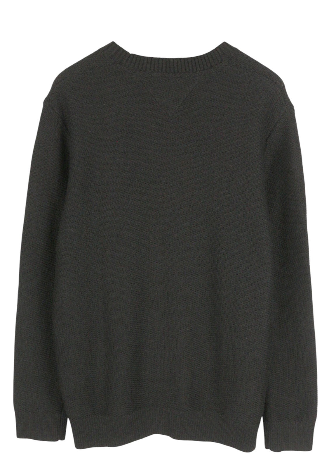 TOMMY HILFIGER Req Structured Men Jumper XL Black Waffle-Knit Crew Neck Pullover