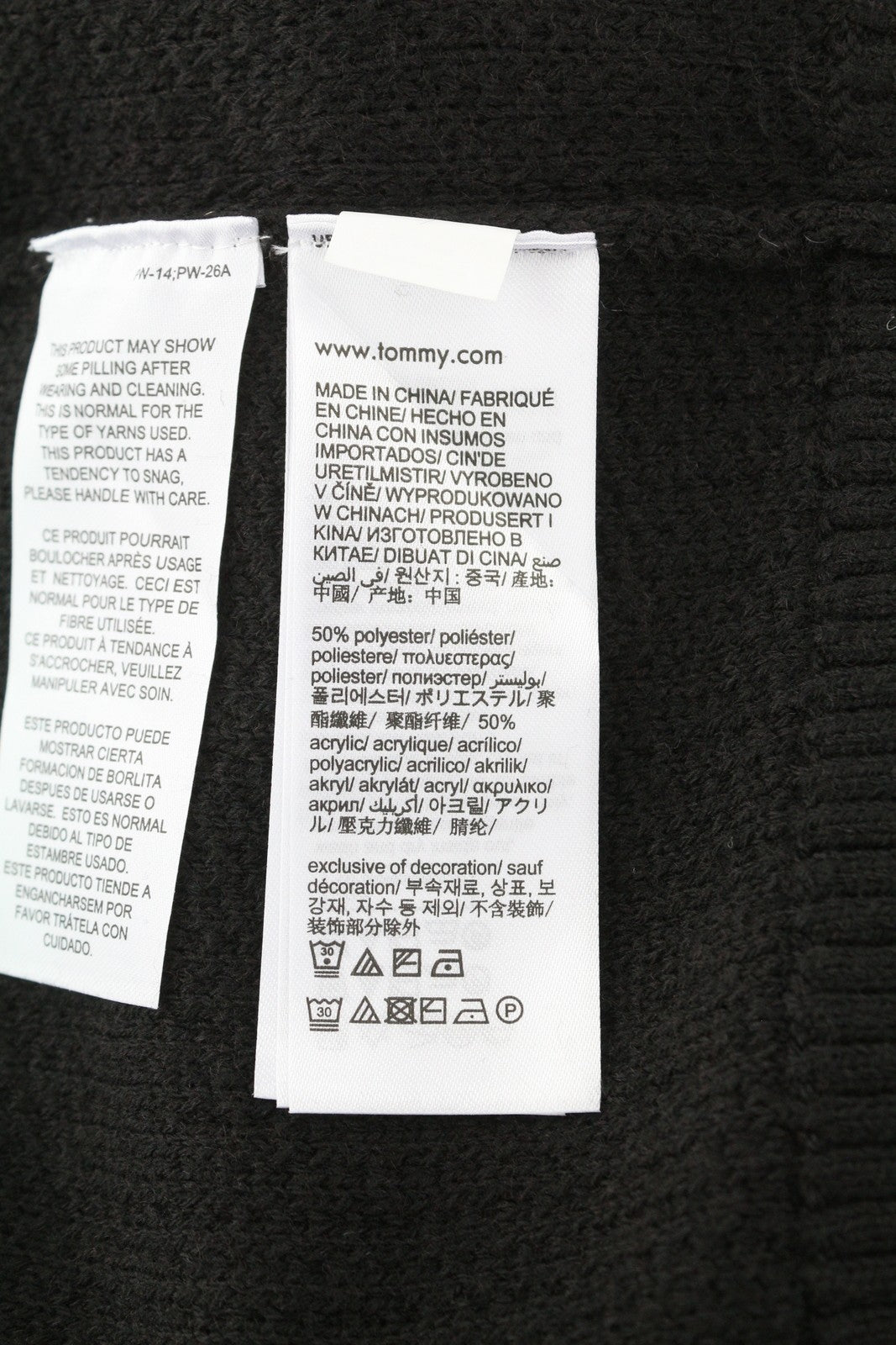 TOMMY HILFIGER Req Structured Men Jumper XL Black Waffle-Knit Crew Neck Pullover