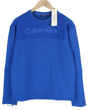CALVIN KLEIN Men Sweatshirt S Blue Sport Crew Neck Front Logo Pullover RRP€109
