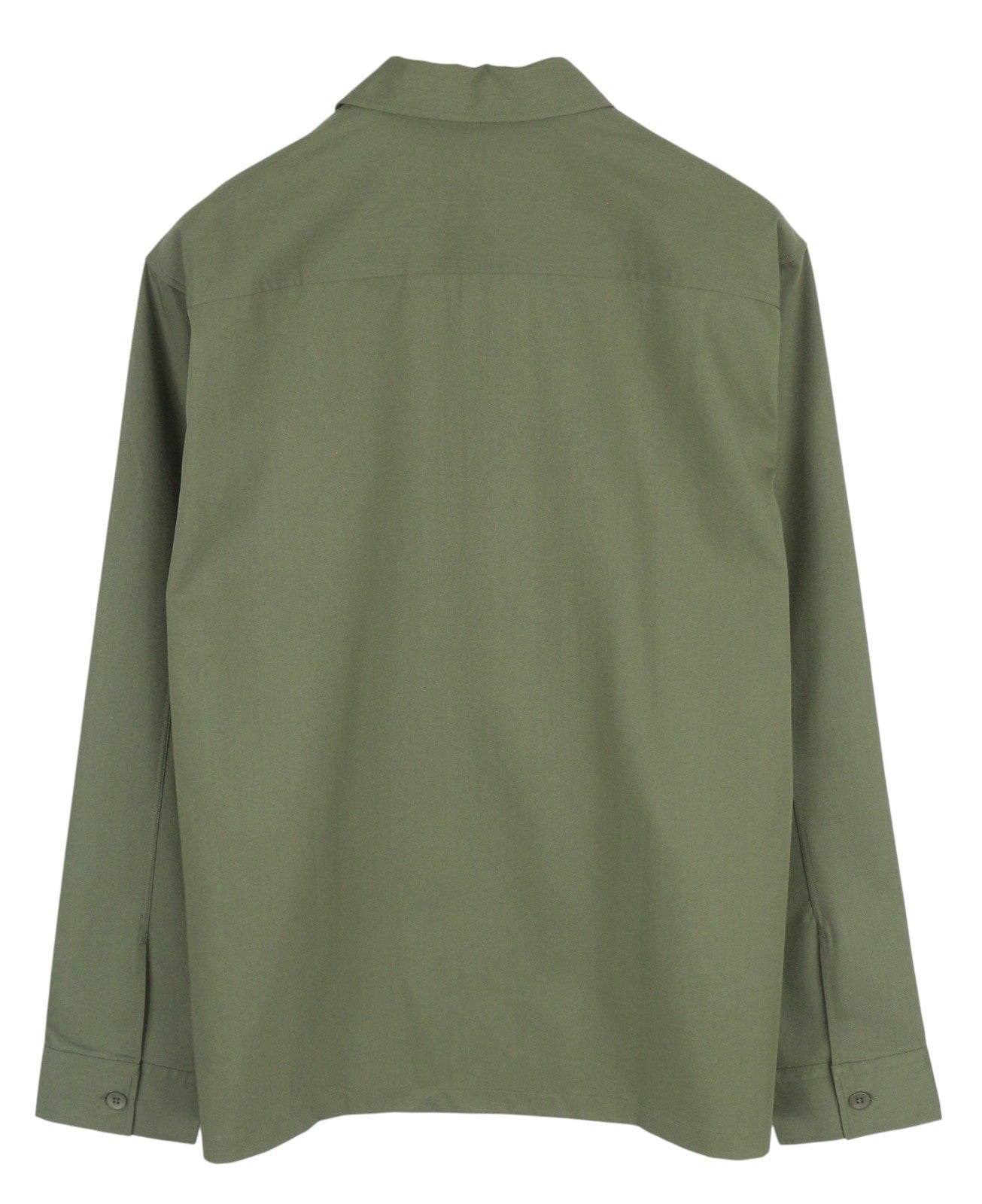 CALVIN KLEIN Minimal Twill Men Shirt M Green Spread Neck Patch Pockets Overshirt