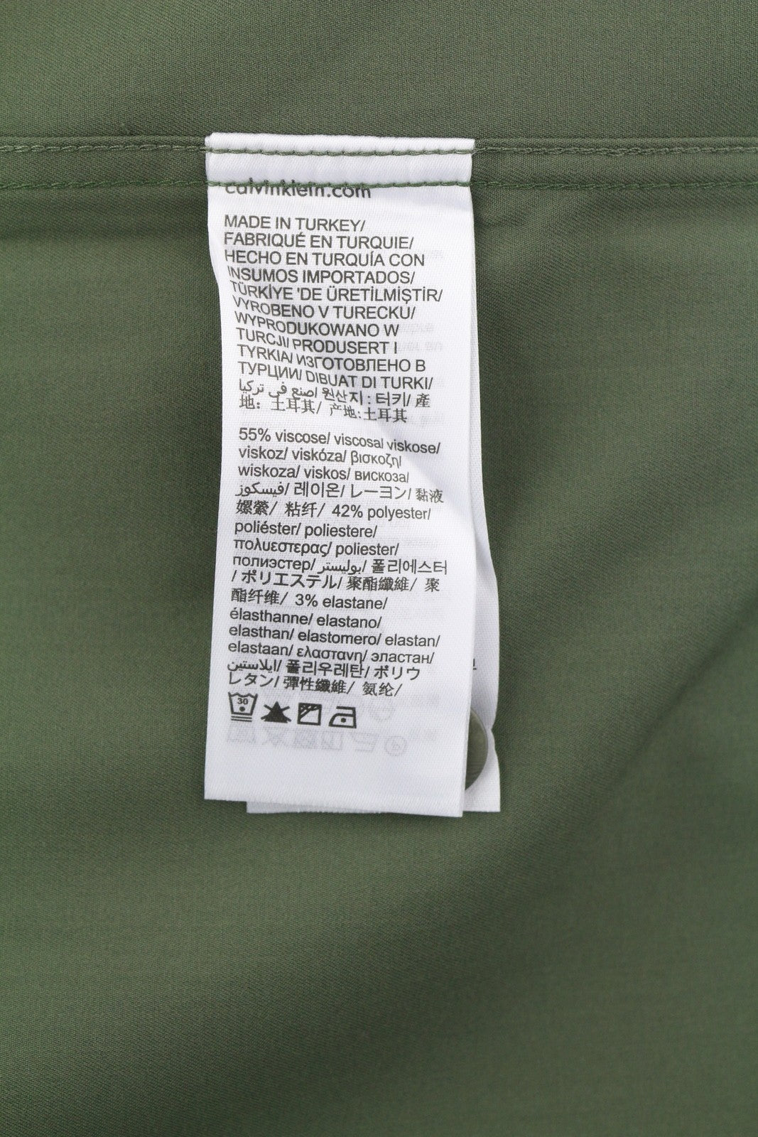 CALVIN KLEIN Minimal Twill Men Shirt M Green Spread Neck Patch Pockets Overshirt