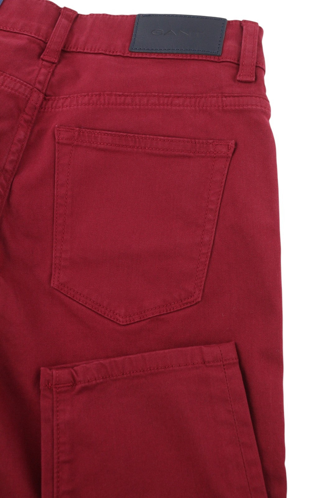 GANT Skinny Satin Women Trousers W26/L32 Dark Red Zip Fly Pockets Logo Casual