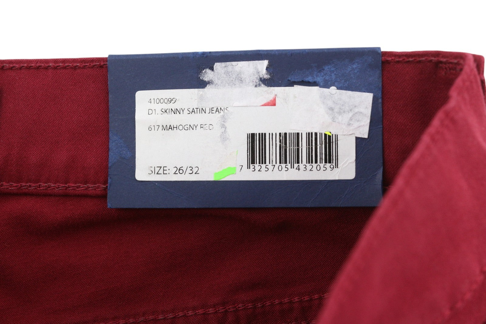 GANT Skinny Satin Women Trousers W26/L32 Dark Red Zip Fly Pockets Logo Casual