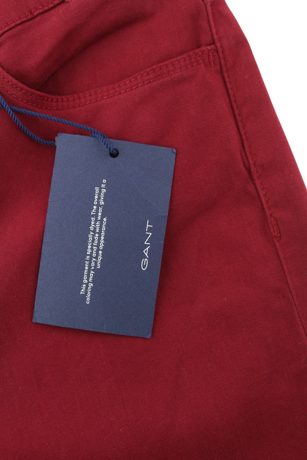 GANT Skinny Satin Women Trousers W26/L32 Dark Red Zip Fly Pockets Logo Casual