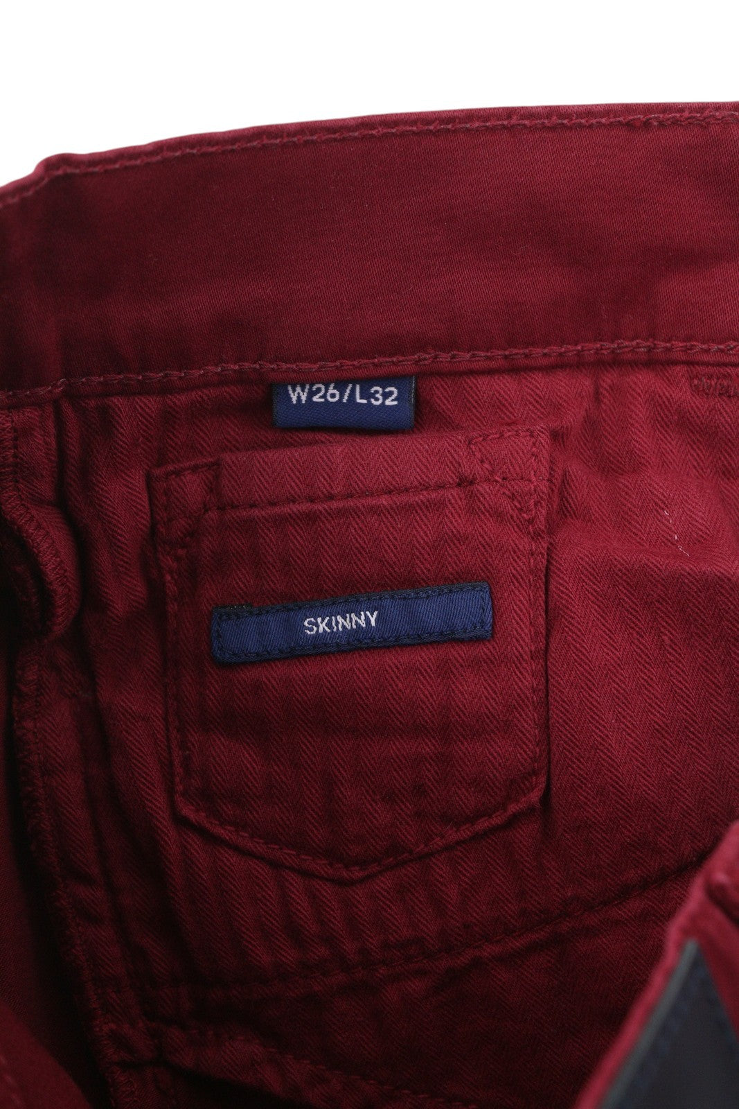 GANT Skinny Satin Women Trousers W26/L32 Dark Red Zip Fly Pockets Logo Casual