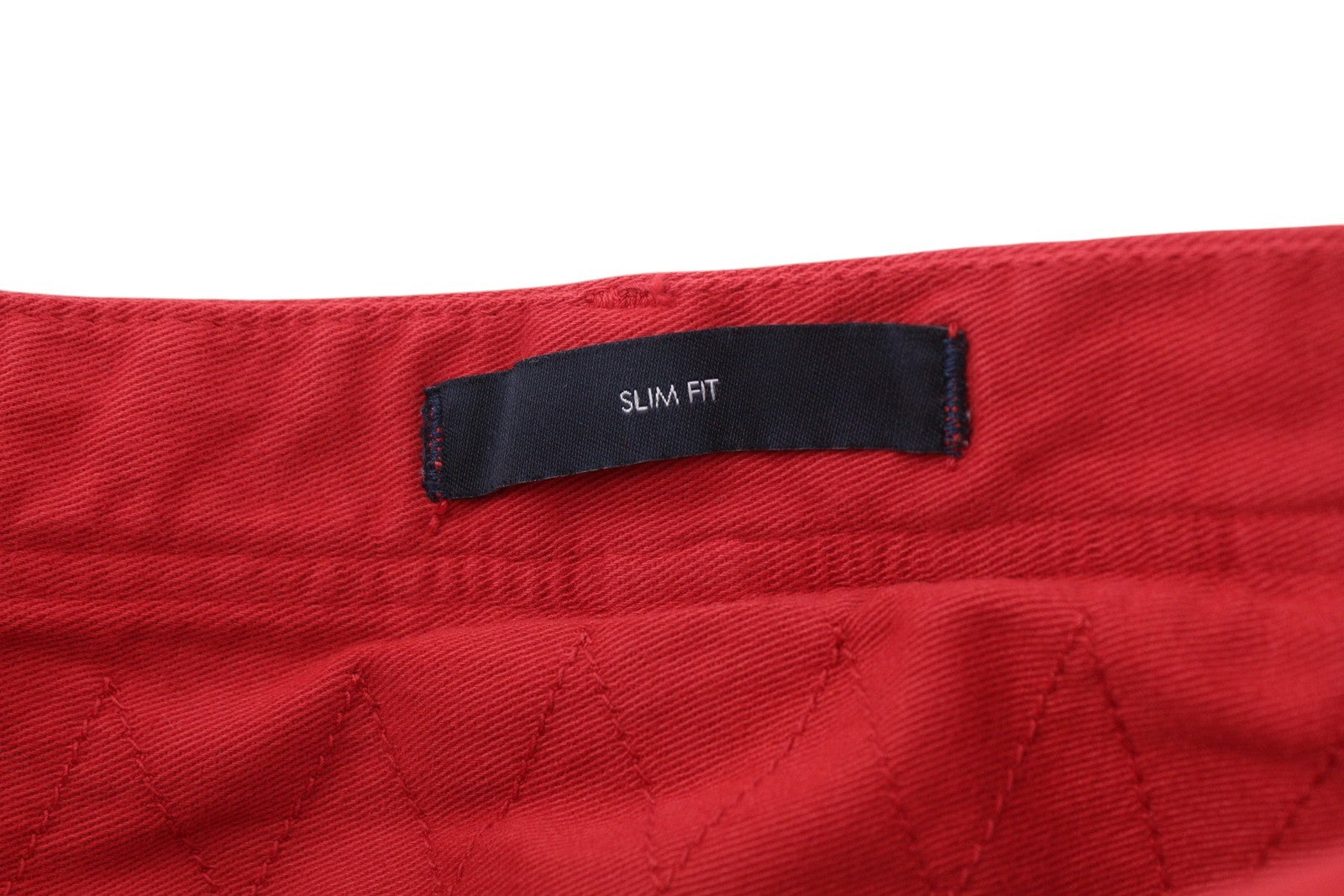 TOMMY HILFIGER Twill Stretch Men Trousers W32 Red Pleated Slim Fit Zip Casual